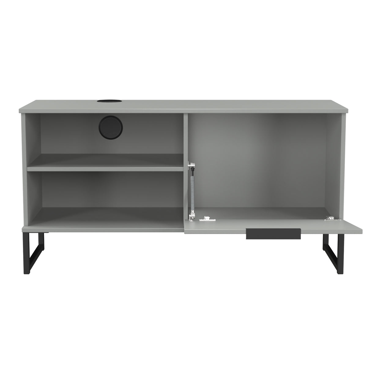 Hong Kong (Black Sleigh Legs) 1 Door 2 Shelf TV Unit