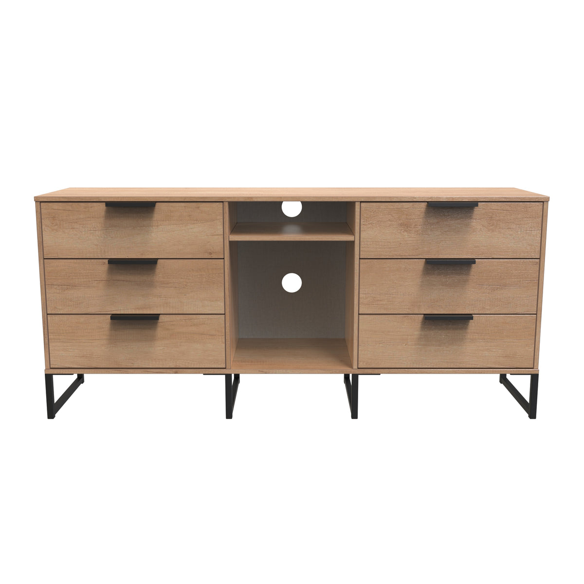 Hong Kong (Black Sleigh Legs) 6 Drawer TV Unit with legs