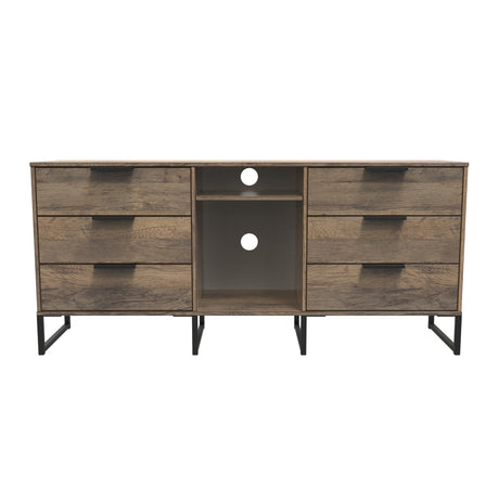 Hong Kong (Black Sleigh Legs) 6 Drawer TV Unit with legs