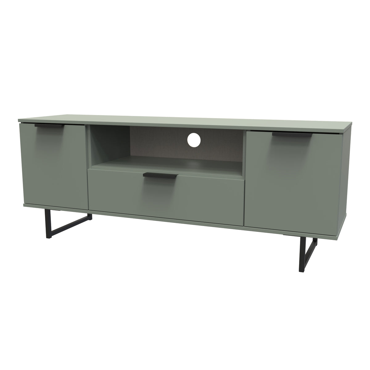 Hong Kong (Black Sleigh Legs) 2 Door 1 Drawer Wide TV Unit