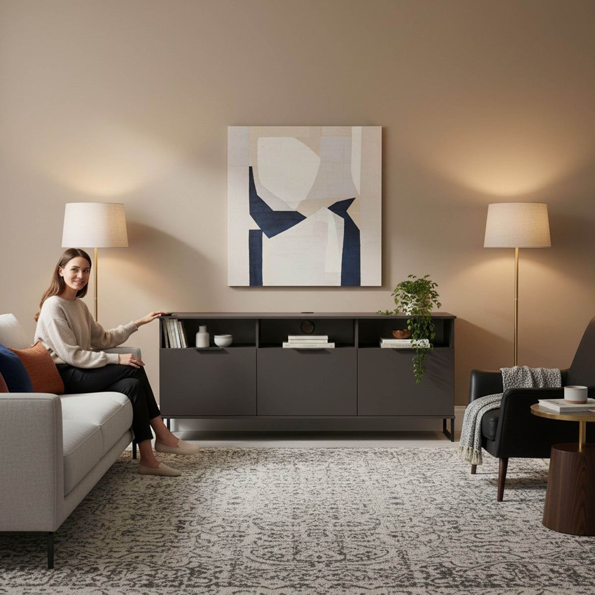 Hong Kong Multi-Media Large TV Unit with 3 Drop Doors