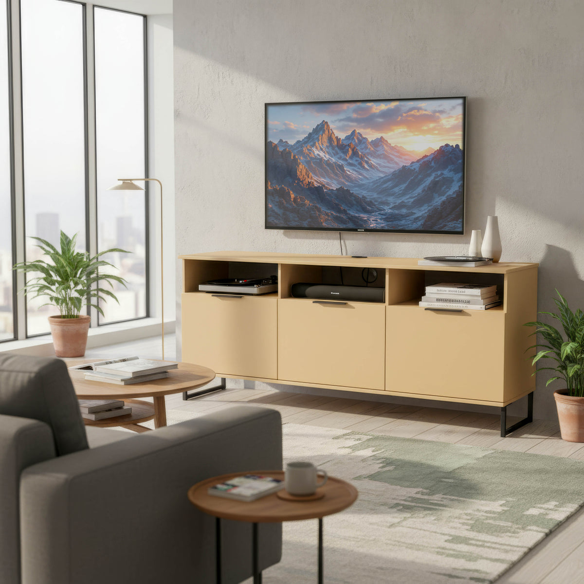 Hong Kong Multi-Media Large TV Unit with 3 Drop Doors