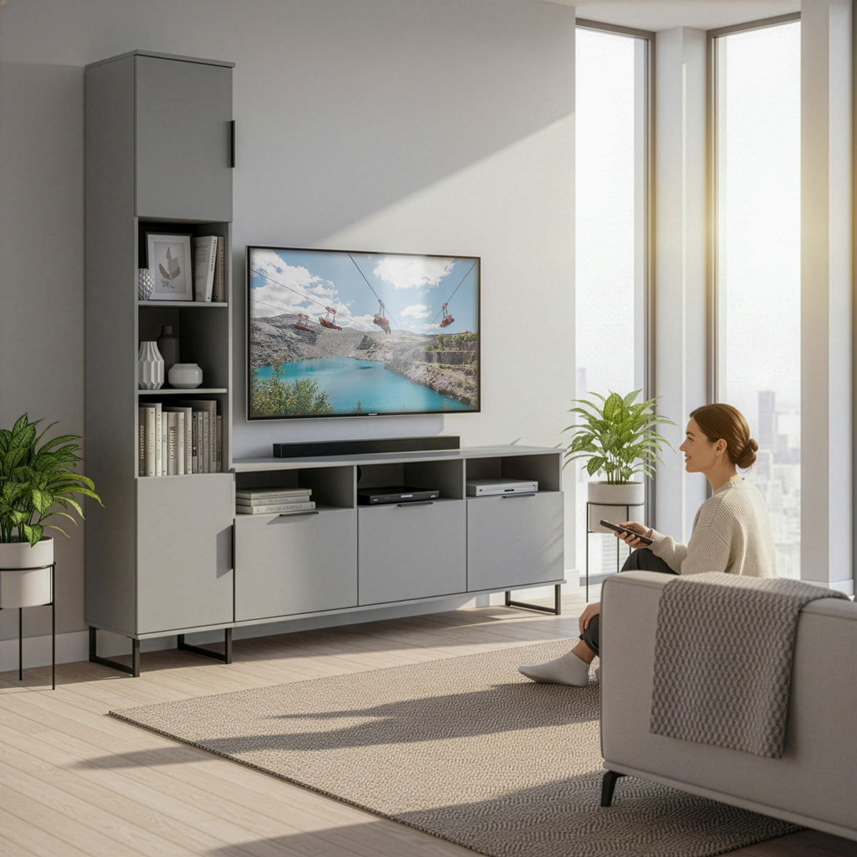 Hong Kong Multi-Media Set (TV Unit & Tall Upright LH)