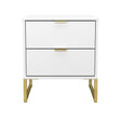 Hong Kong (Gold Sleigh Legs) 2 Drawer Bedside Cabinet