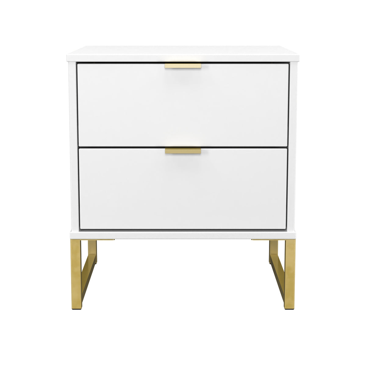 Hong Kong (Gold Sleigh Legs) 2 Drawer Bedside Cabinet
