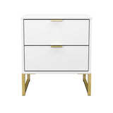 Hong Kong (Gold Sleigh Legs) 2 Drawer Bedside Cabinet
