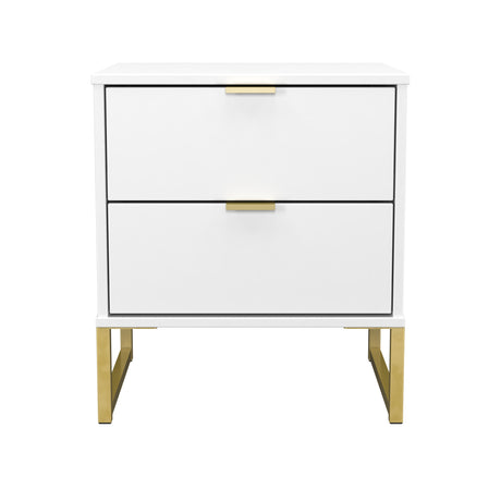 Hong Kong (Gold Sleigh Legs) 2 Drawer Bedside Cabinet