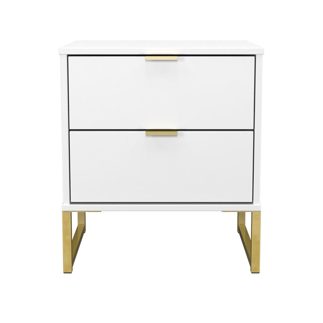 Hong Kong (Gold Sleigh Legs) 2 Drawer Bedside Cabinet