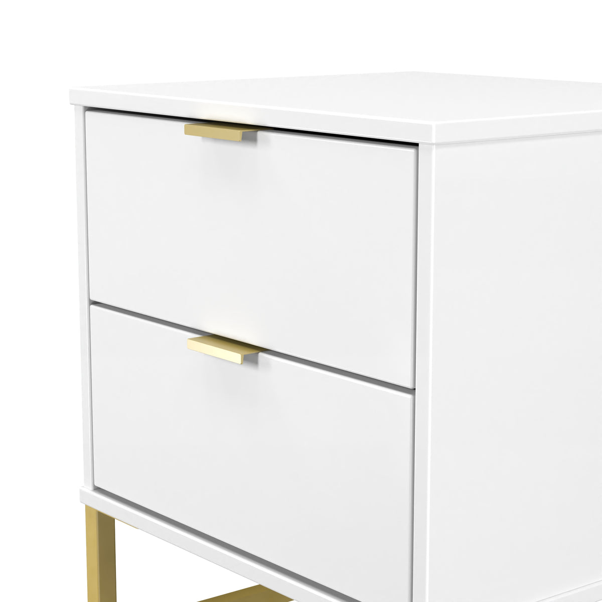 Hong Kong (Gold Sleigh Legs) 2 Drawer Bedside Cabinet