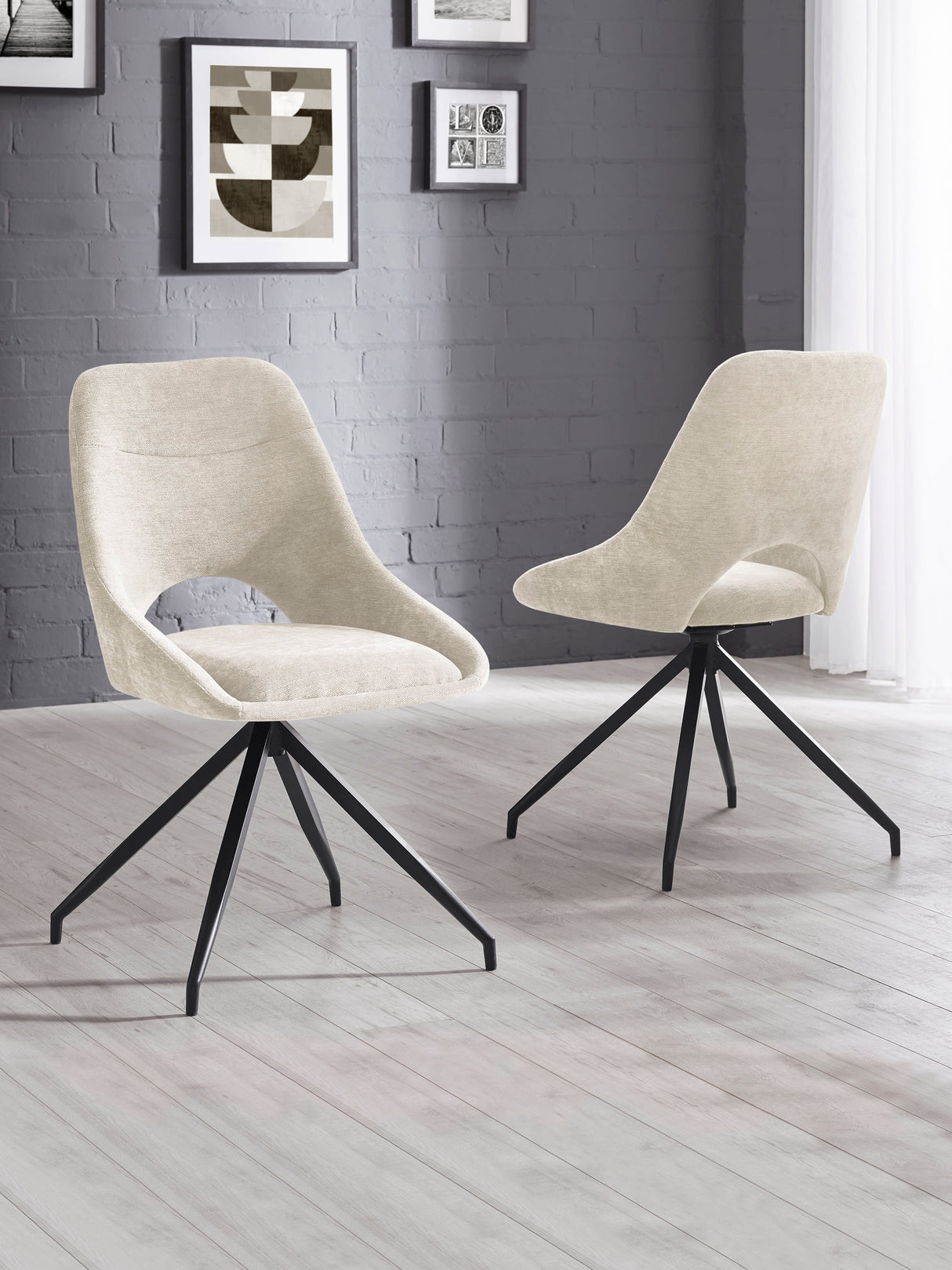 Jonah Upholstered Swivel Dining Chair with Return (Set of 2)