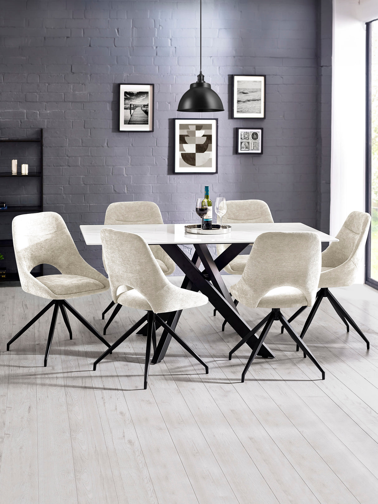 Jonah Upholstered Swivel Dining Chair with Return (Set of 2)