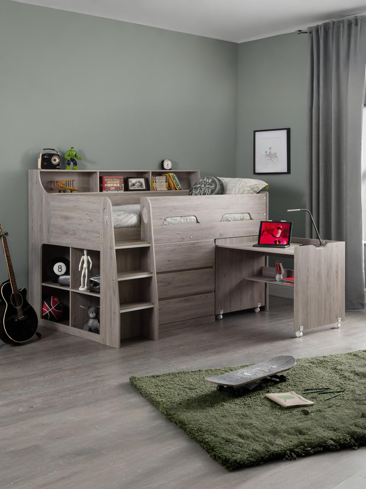 Jupiter Mid Sleeper Bed with Desk