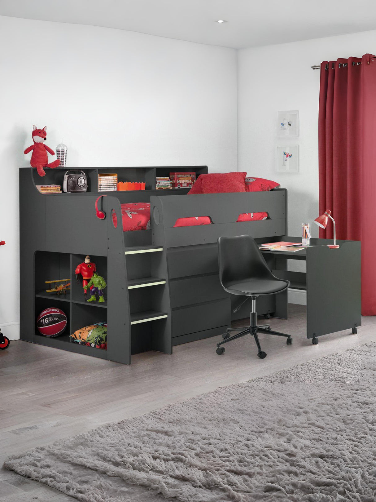 Jupiter Mid Sleeper Bed with Desk