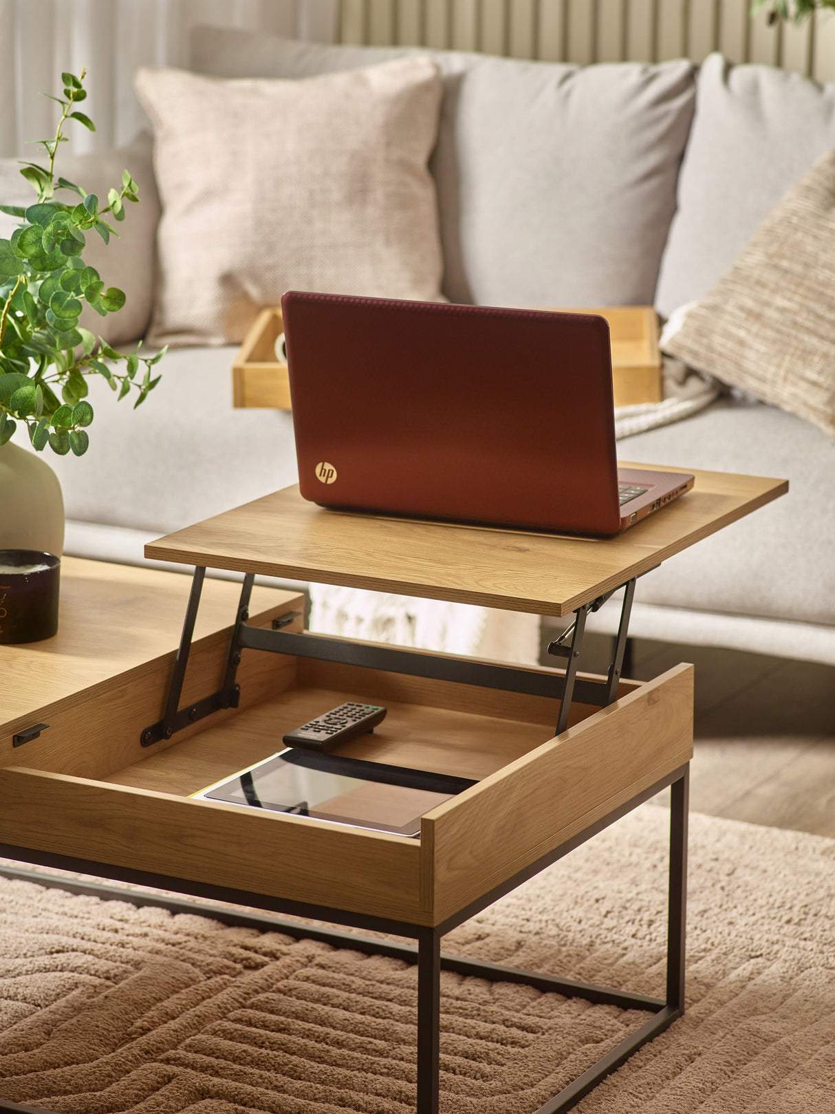 Kade Rectangular Coffee Table with Pull-Out Trays