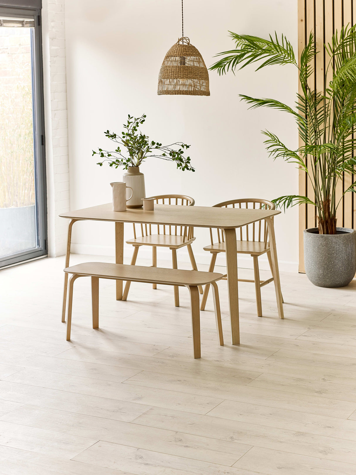 Kaito 2 Seater Dining Bench with Curved Legs