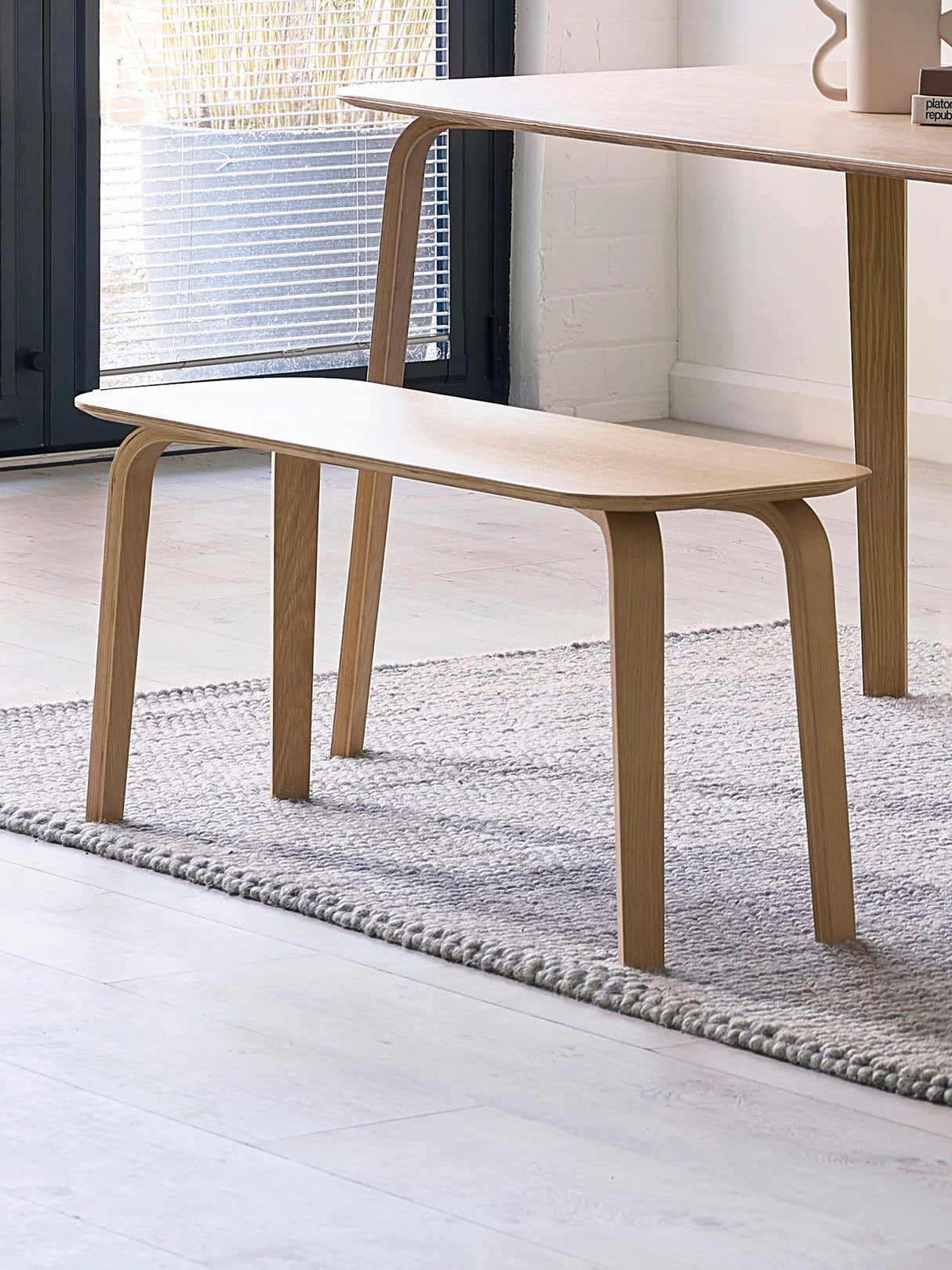 Kaito 2 Seater Dining Bench with Curved Legs