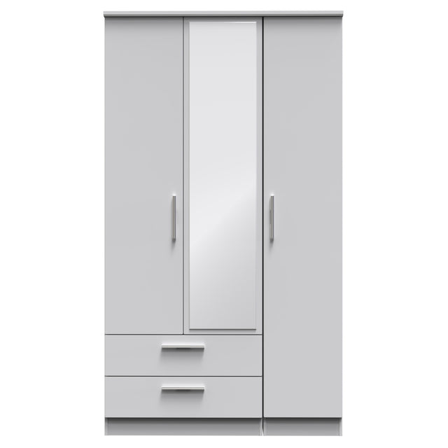 Knightsbridge Tall Triple 2 Drawer Mirrored Wardrobe