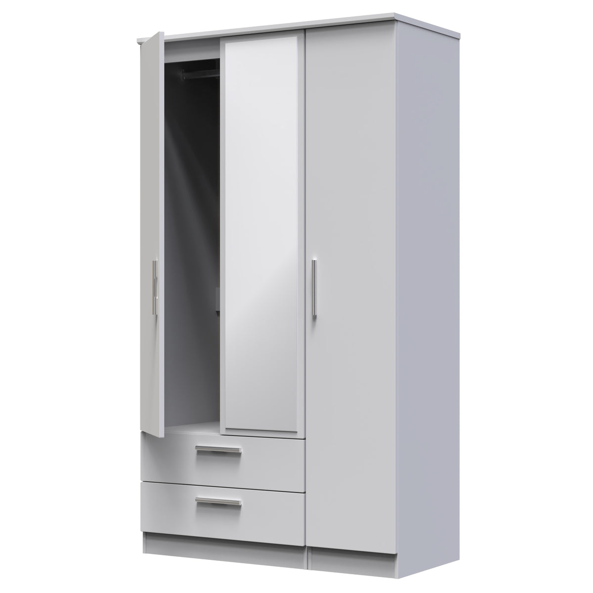 Knightsbridge Tall Triple 2 Drawer Mirrored Wardrobe