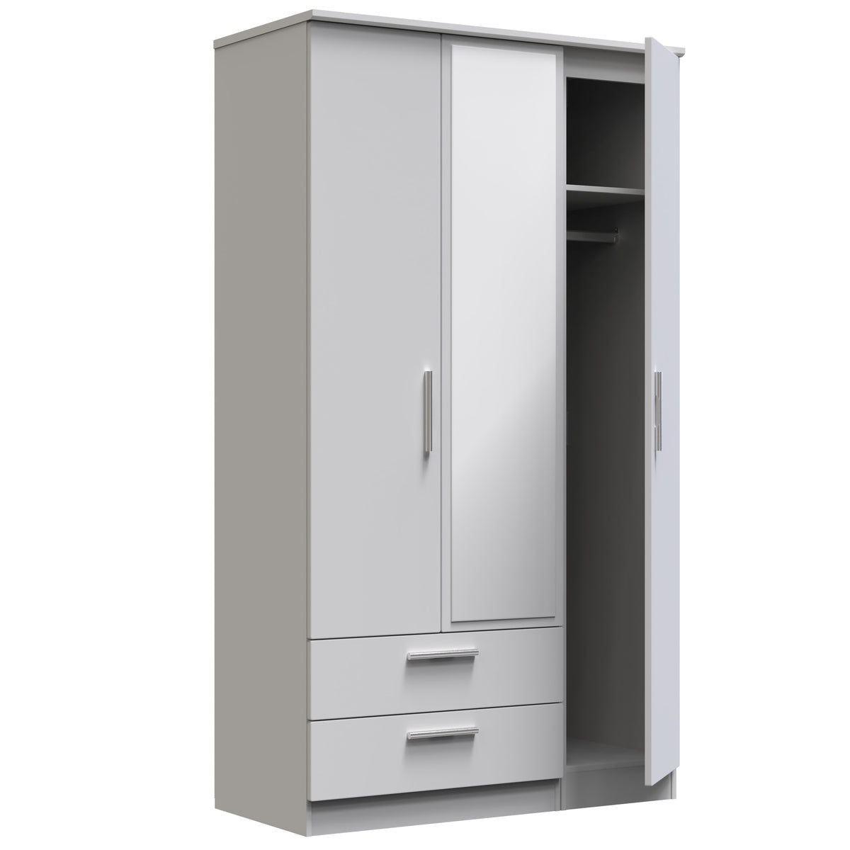 Knightsbridge Tall Triple 2 Drawer Mirrored Wardrobe
