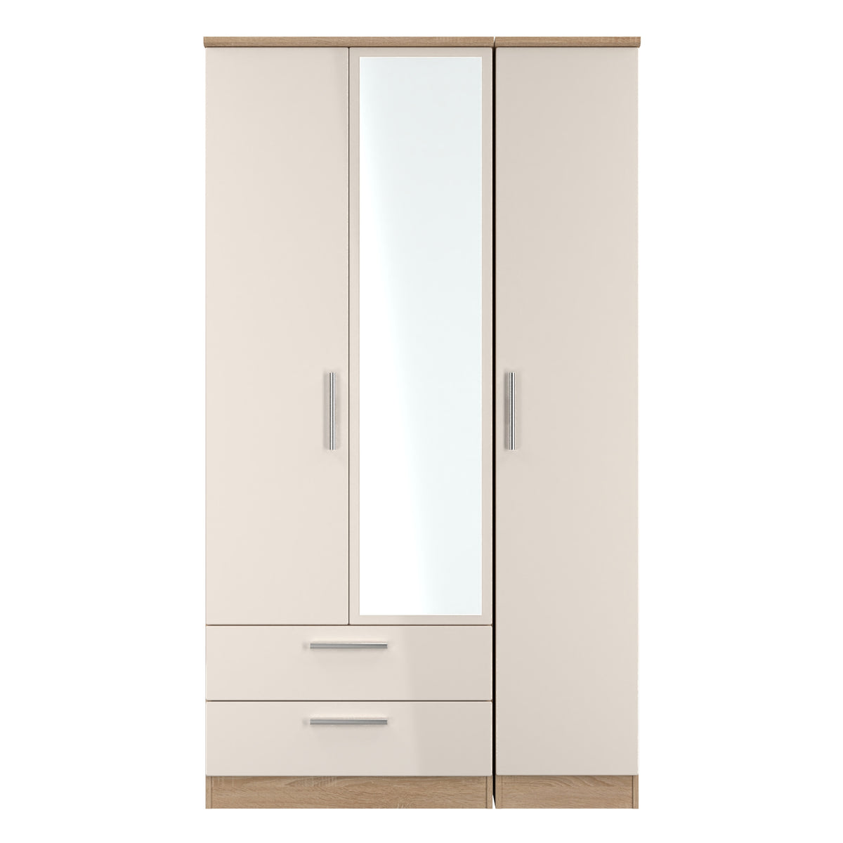 Knightsbridge Tall Triple 2 Drawer Mirrored Wardrobe