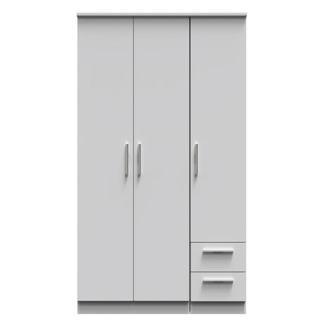 Knightsbridge Tall Triple Plain + Drawer Wardrobe