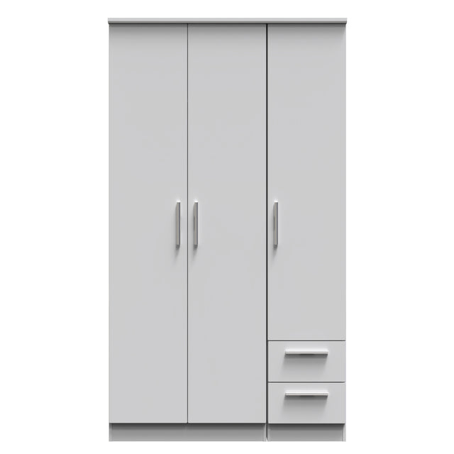 Knightsbridge Tall Triple Plain + Drawer Wardrobe