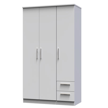 Knightsbridge Tall Triple Plain + Drawer Wardrobe
