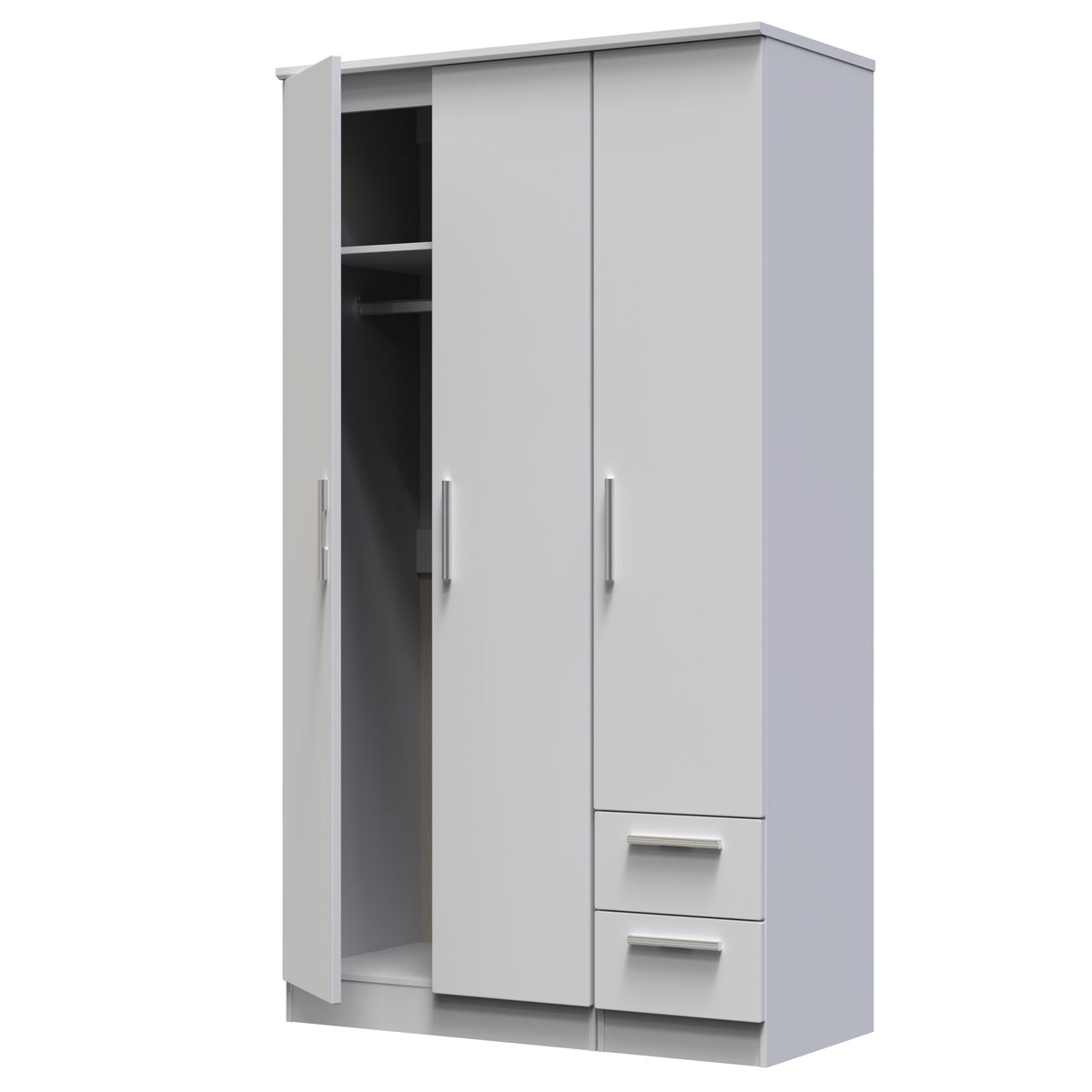 Knightsbridge Tall Triple Plain + Drawer Wardrobe