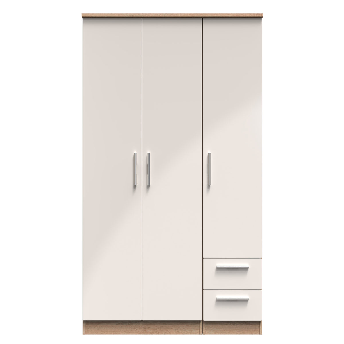 Knightsbridge Tall Triple Plain + Drawer Wardrobe