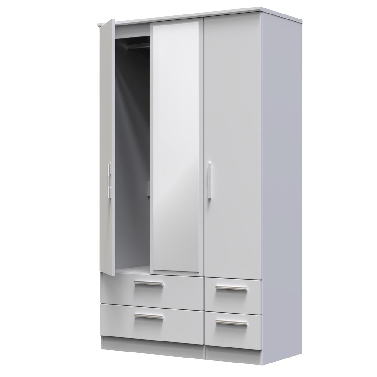 Knightsbridge Tall Triple 2 Drawer Mirror + Drawer Wardrobe