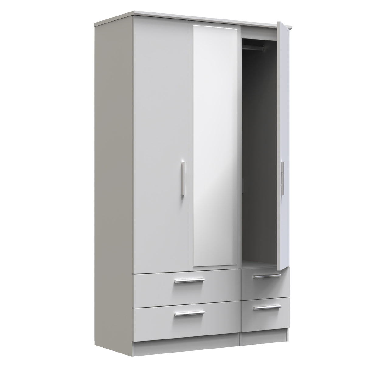 Knightsbridge Tall Triple 2 Drawer Mirror + Drawer Wardrobe