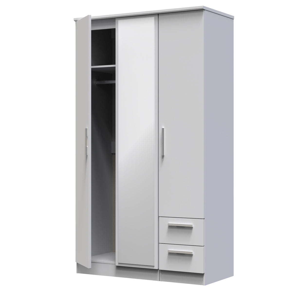 Knightsbridge Tall Triple Mirror + Drawer Wardrobe
