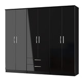 Knightsbridge Tall 6 Door 2 Drawer Double Wardrobe
