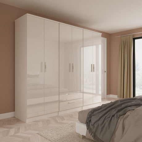 Knightsbridge Tall 6 Door 2 Drawer Double Wardrobe