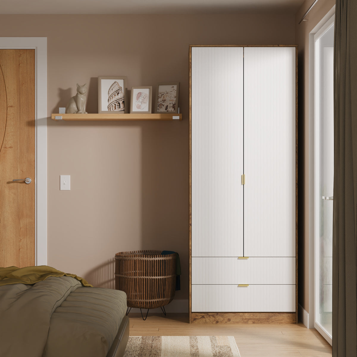 Linear Tall 2 Drawer Wardrobe