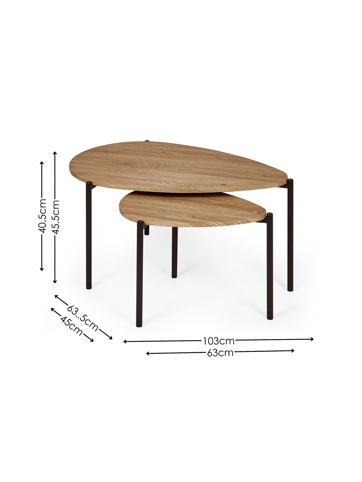 Lorette Teardrop Nest of 2 Coffee Tables
