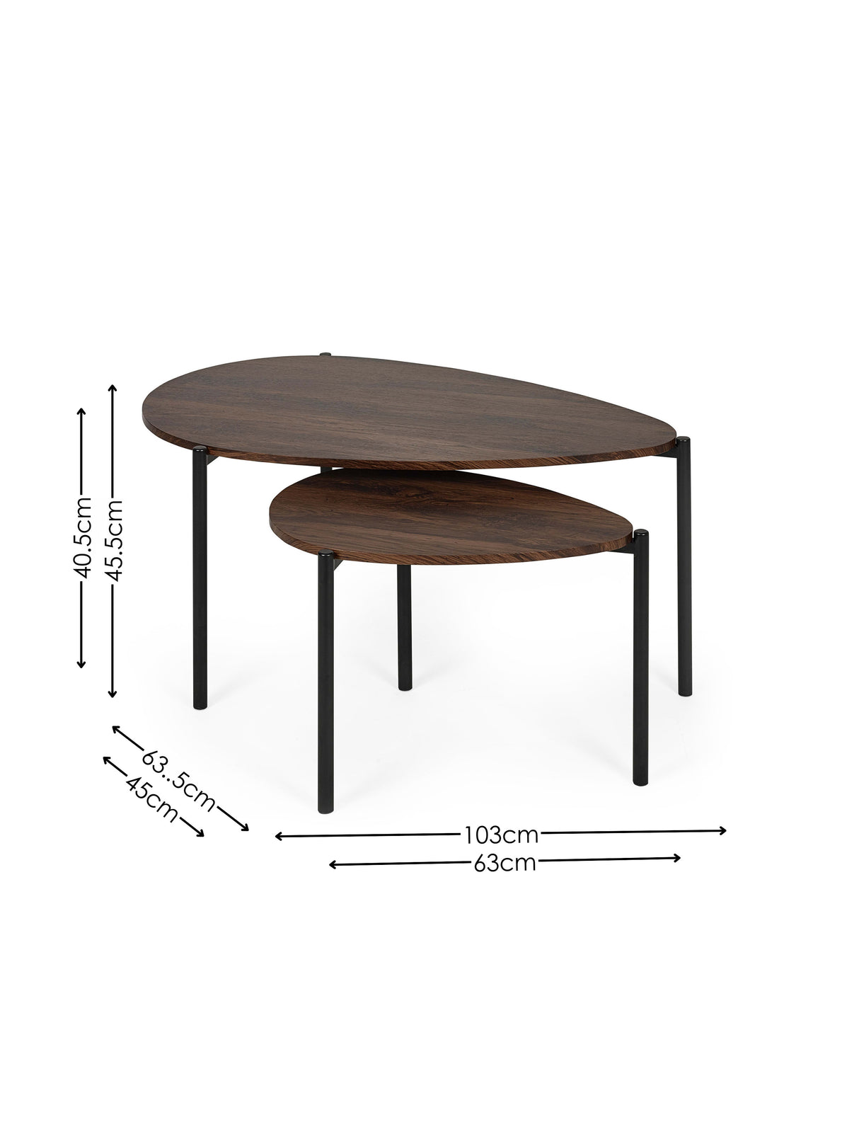 Lorette Teardrop Nest of 2 Coffee Tables