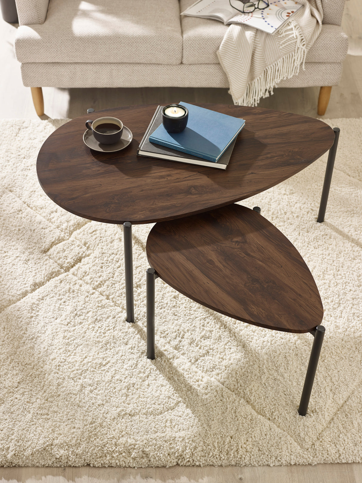 Lorette Teardrop Nest of 2 Coffee Tables