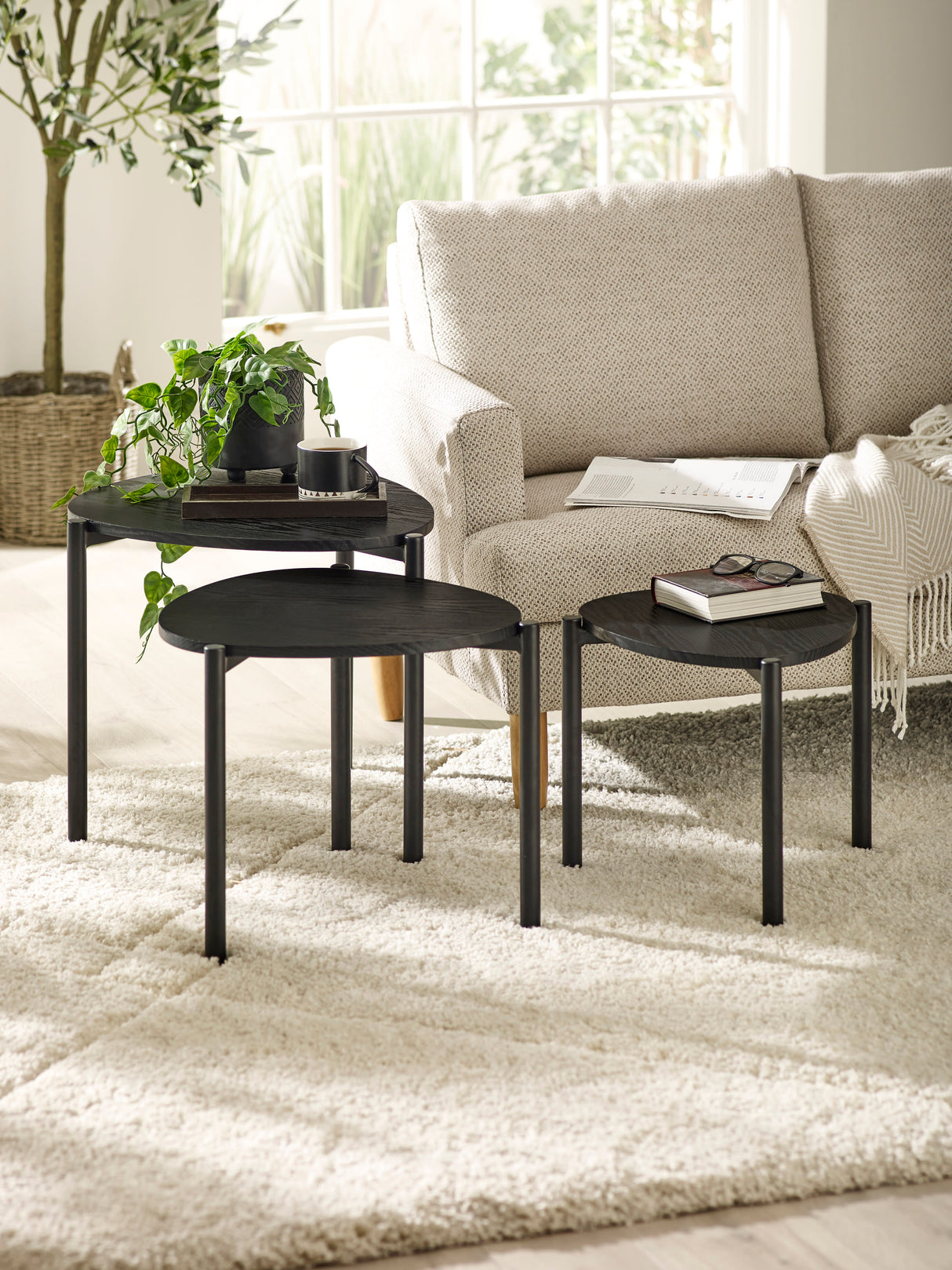 Lorette Teardrop Nest of 3 Side Tables