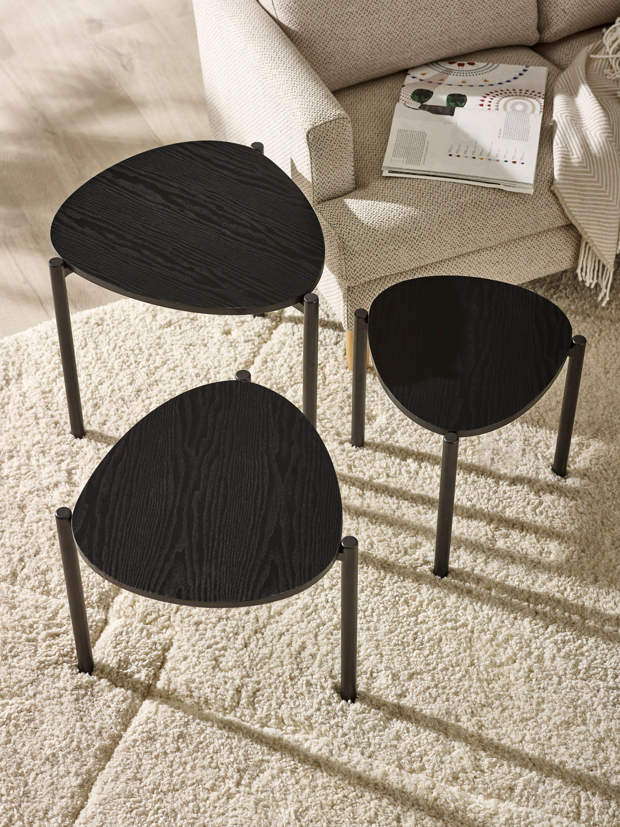 Lorette Teardrop Nest of 3 Side Tables
