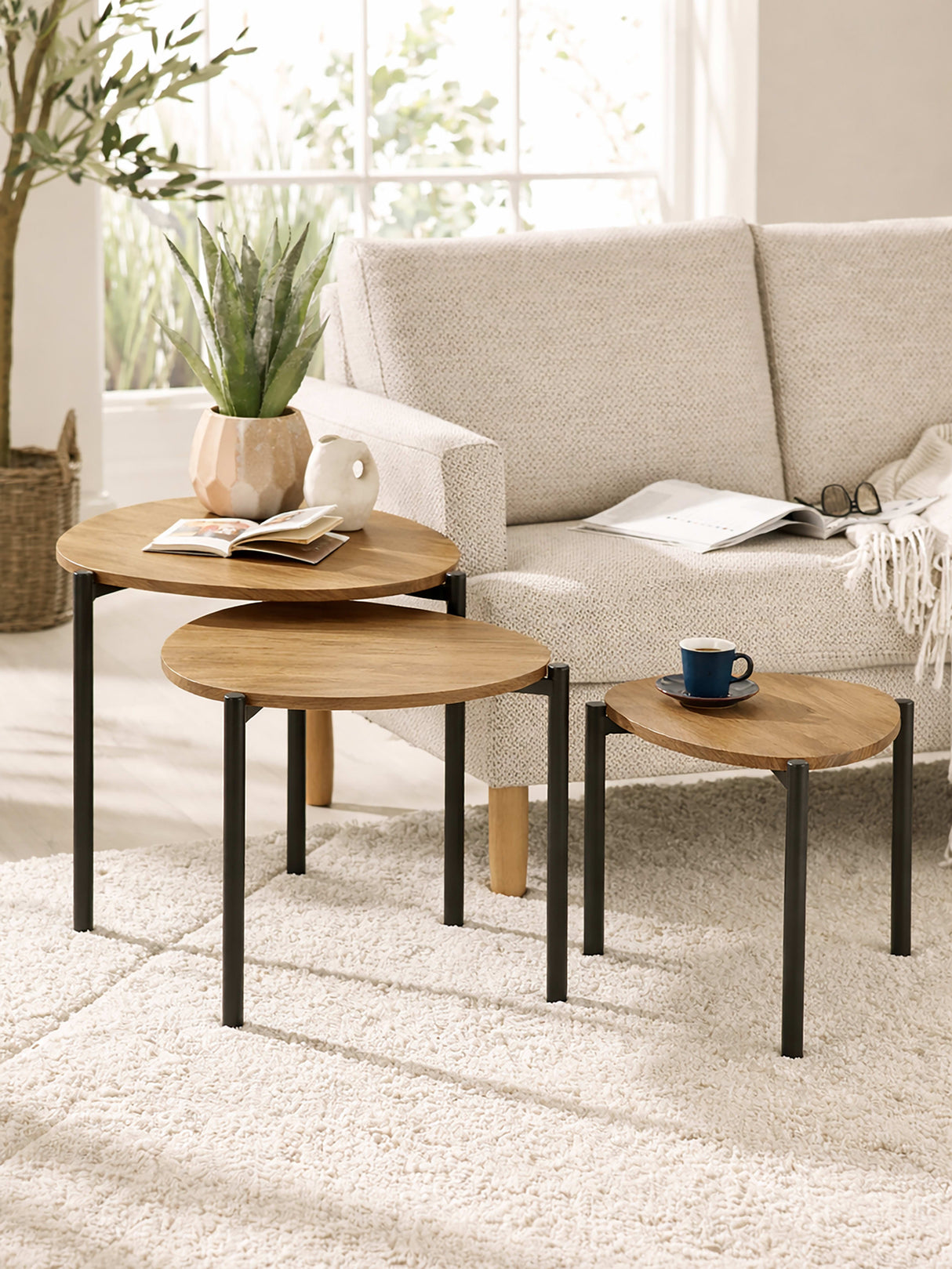 Lorette Teardrop Nest of 3 Side Tables