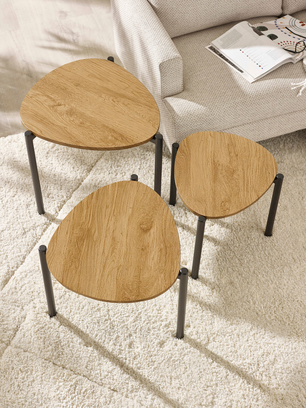 Lorette Teardrop Nest of 3 Side Tables