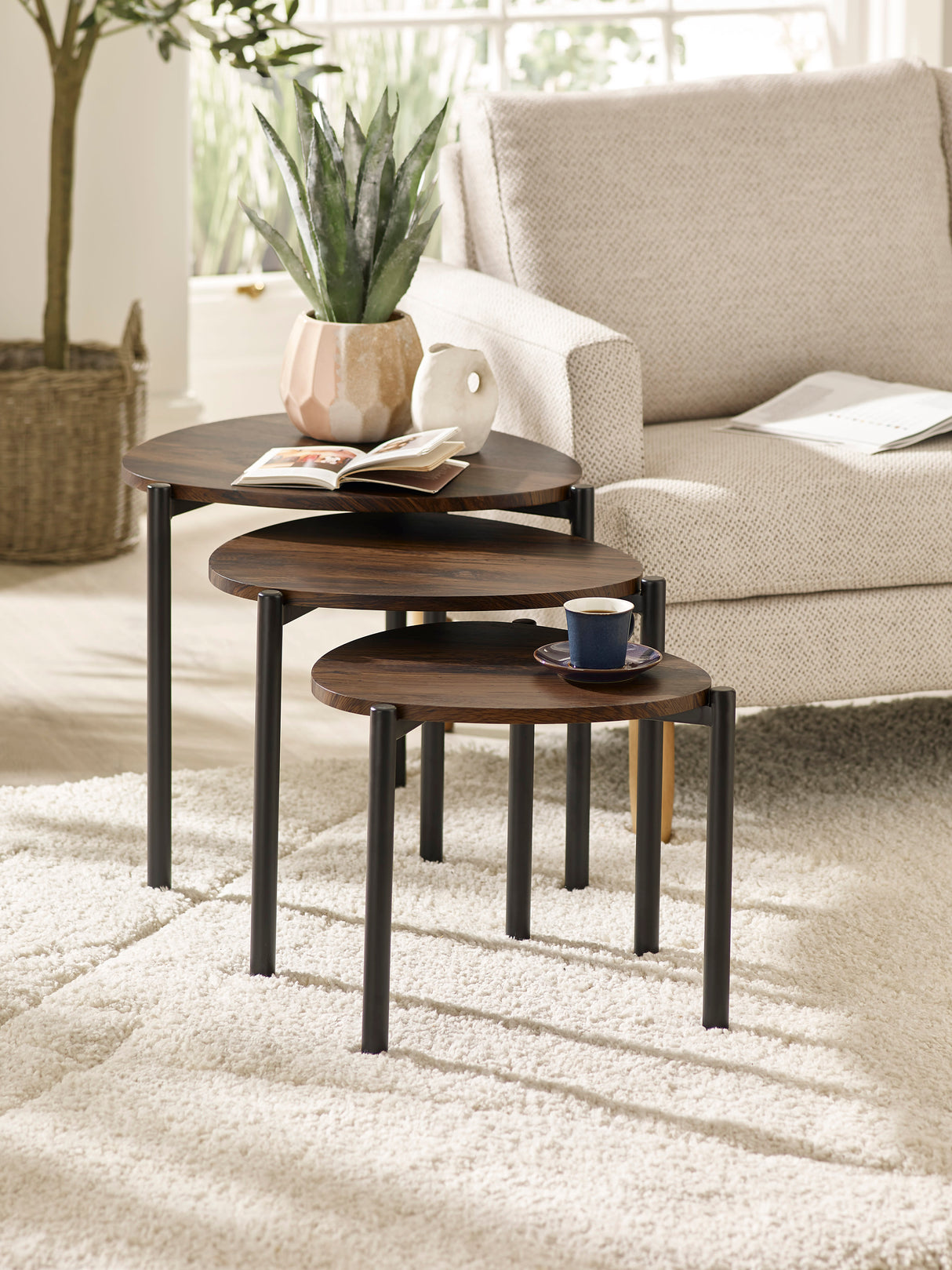 Lorette Teardrop Nest of 3 Side Tables