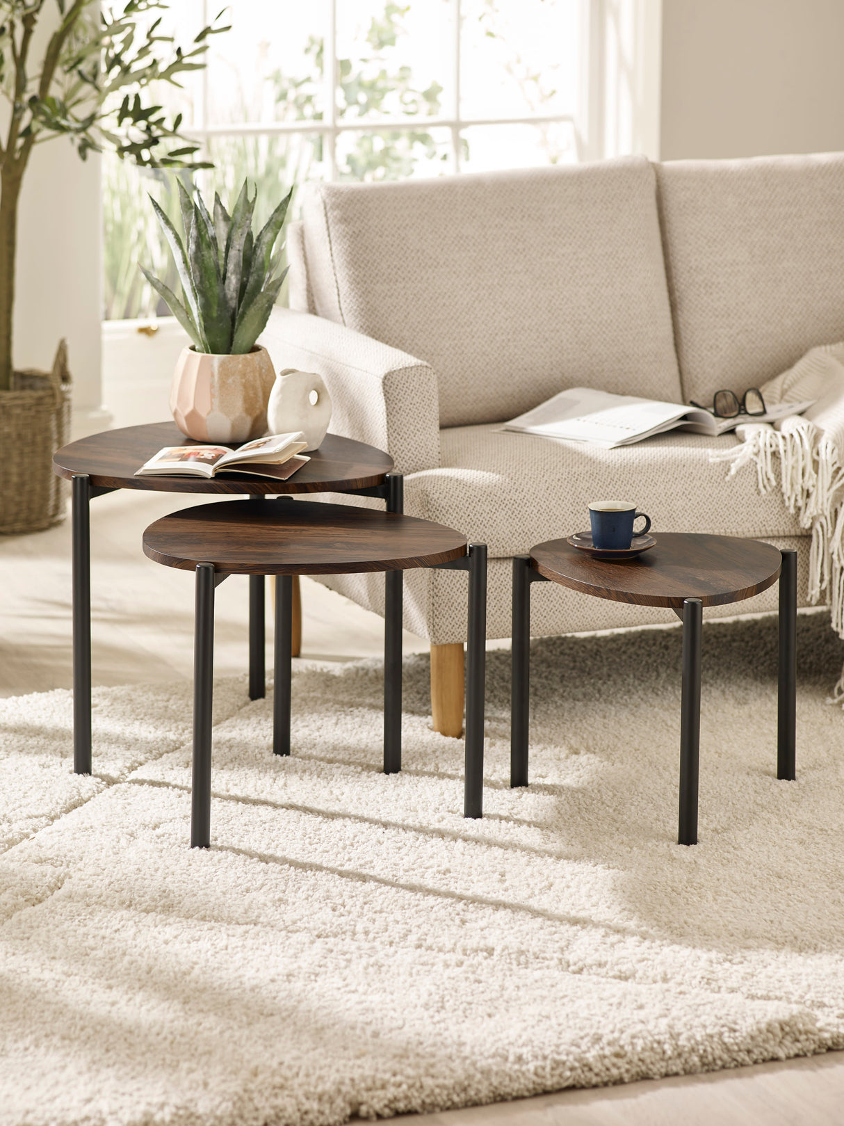 Lorette Teardrop Nest of 3 Side Tables