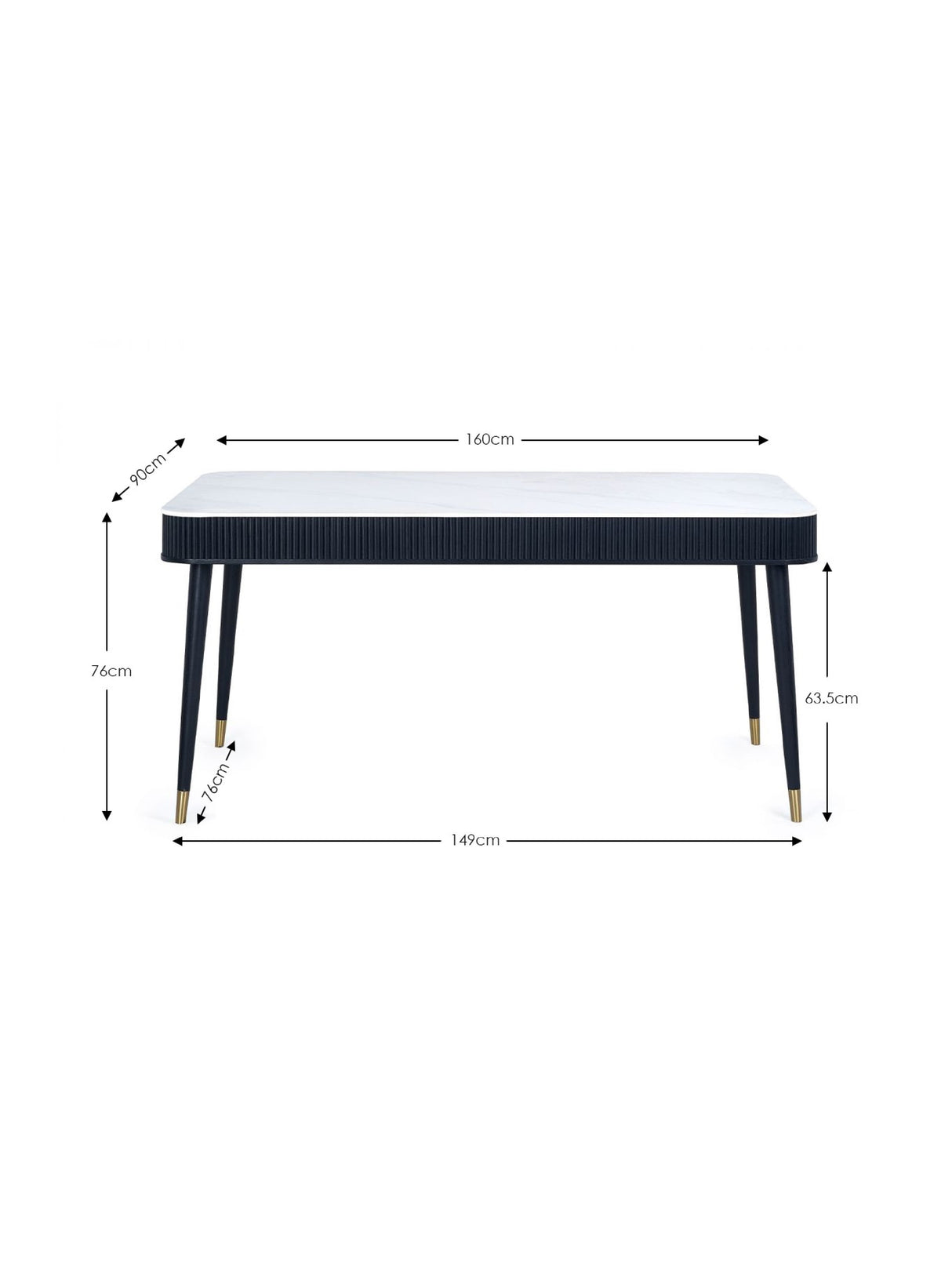 Louis Rectangular Stone Top 4-6 Seater Dining Table with 2 Drawers