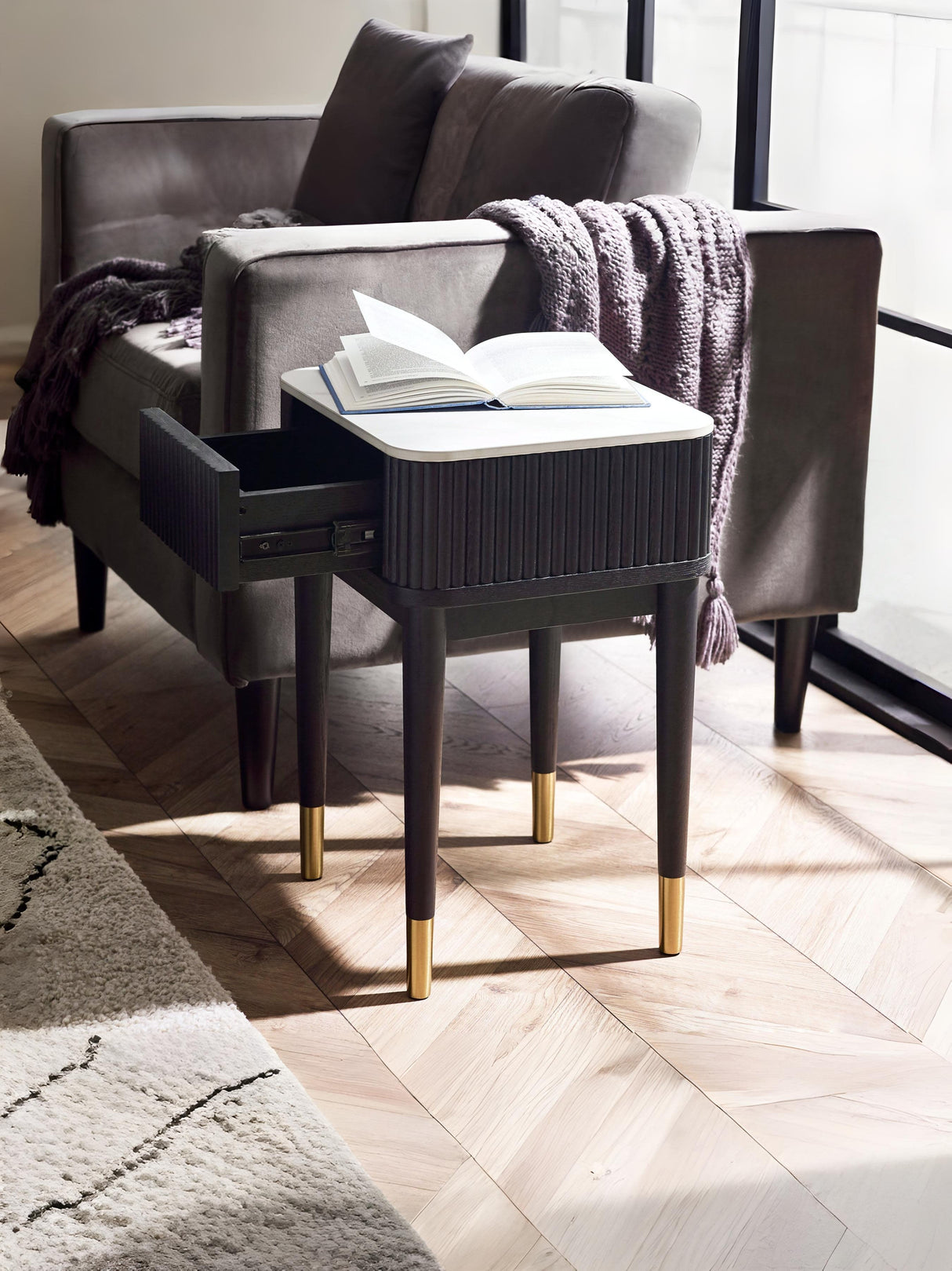 Louis Fluted 1 Drawer Side Table