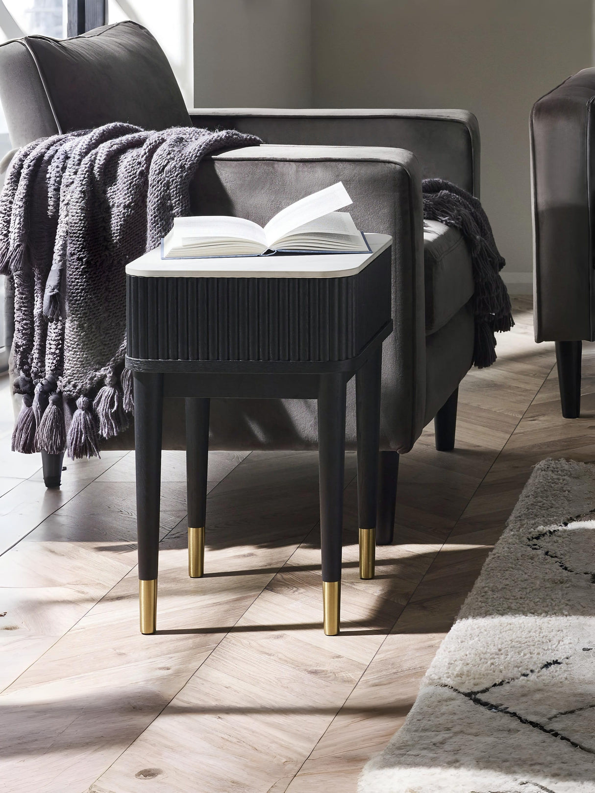 Louis Fluted 1 Drawer Side Table