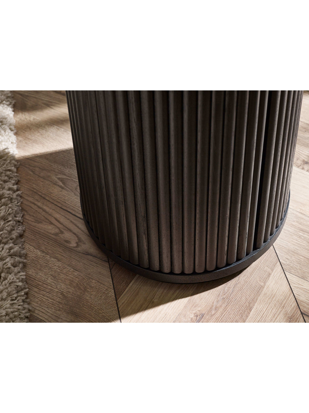 Louis Fluted Round Side Table with Cupboard
