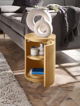 Louis Fluted Round Side Table with Cupboard