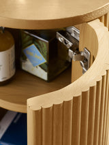 Louis Fluted Round Side Table with Cupboard